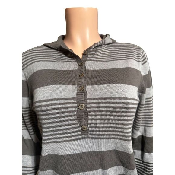 Bundle 2 Long sleeve stripe half button Henley hoodie sweatshirt top M - Picture 9 of 10